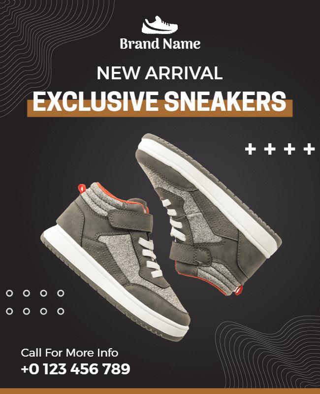 Black and Grey Shoes Product Poster Template