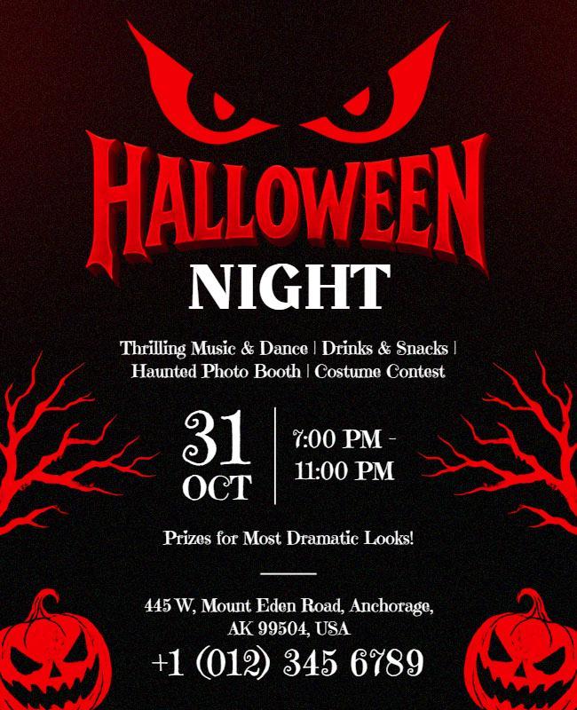 Black and Red Halloween Night Party Event Flyer Template