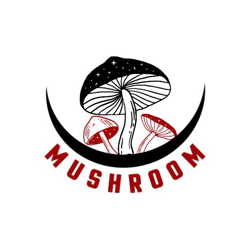 Black and Red Mushroom Design Featuring Cosmic Elements Logo Template