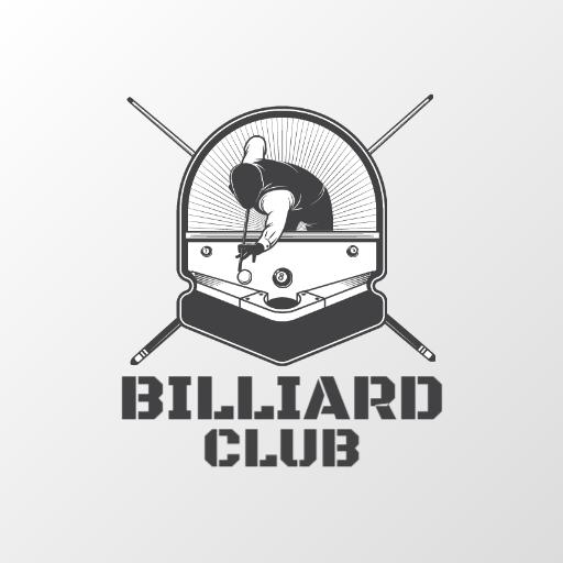 Black and White Billiard Club Design Featuring Competitive Play Logo Template