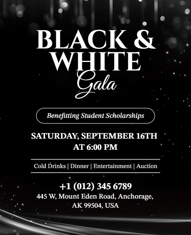 Black and White Gala Event Flyer Template