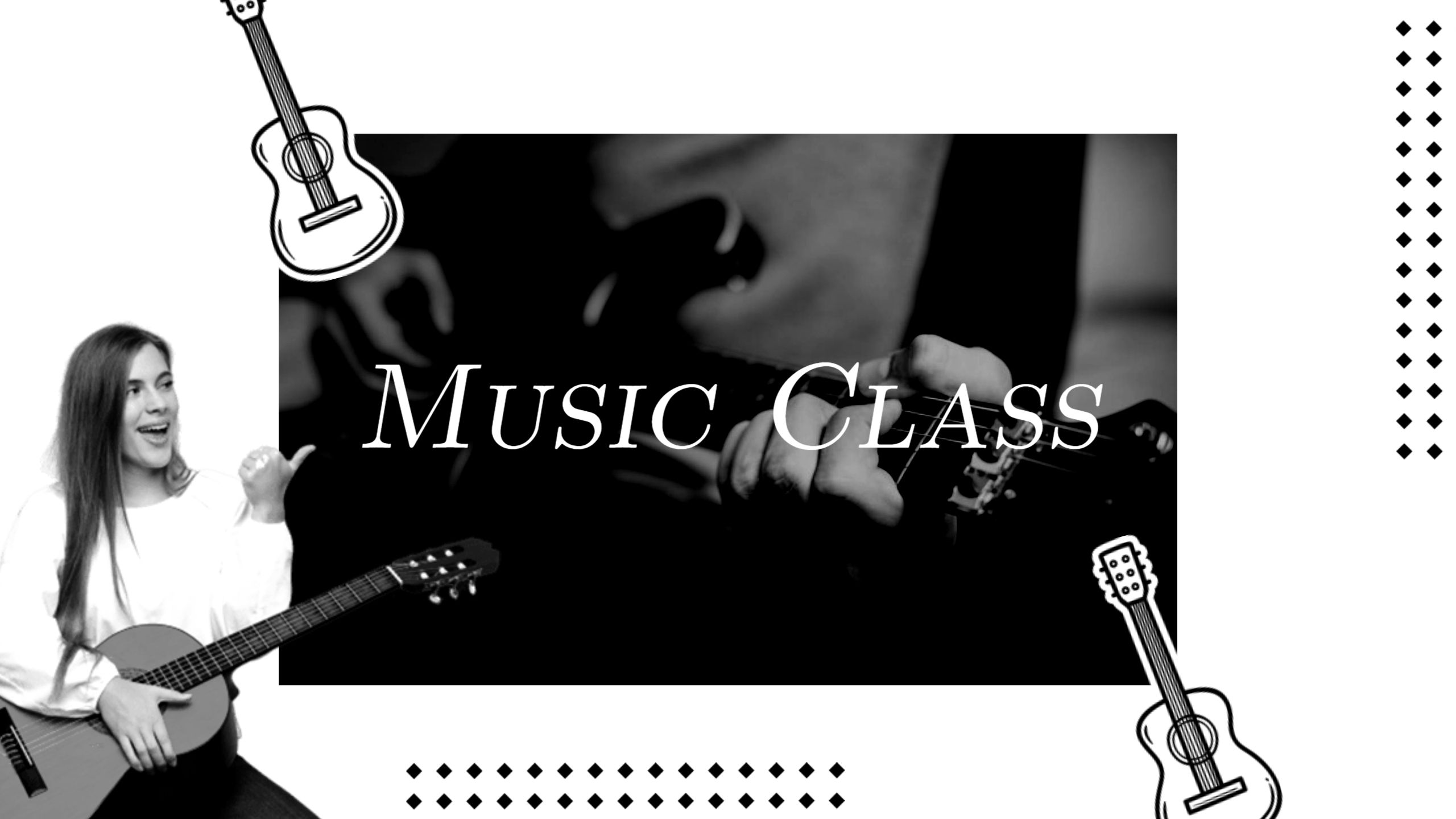 Black and White Music Class Theme for YouTube Banner Template