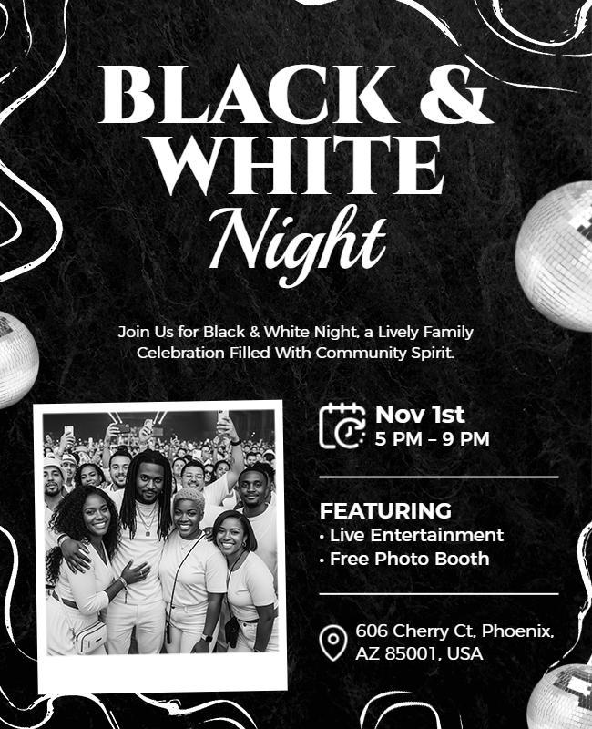 Black and White Night Celebration Flyer Template