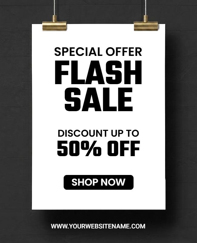 Black and White Special Offer Flash Sale Discount Flyer Template
