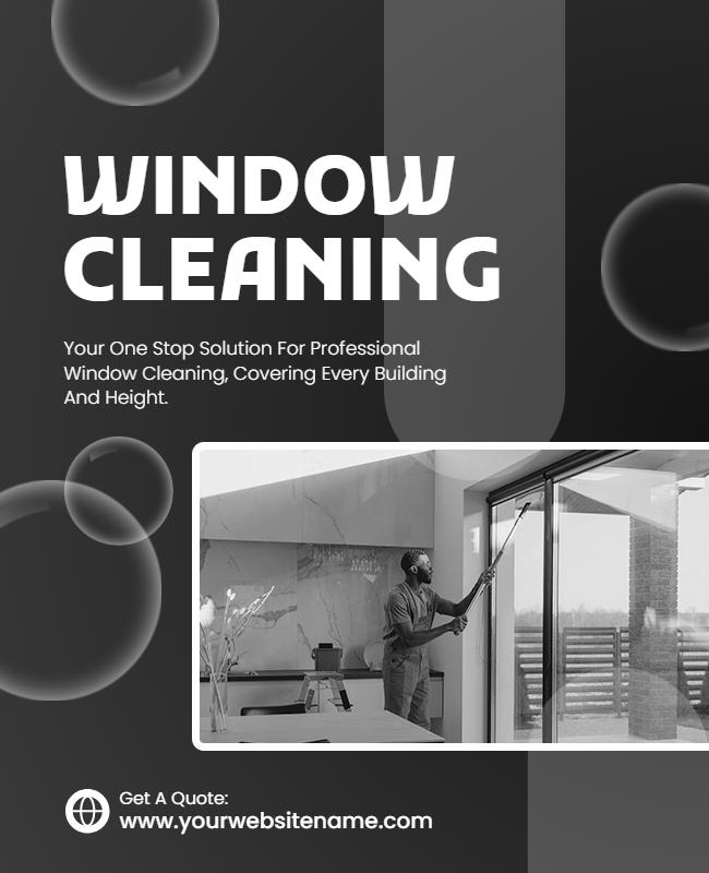 Black and White Window Cleaning Service Flyer Template