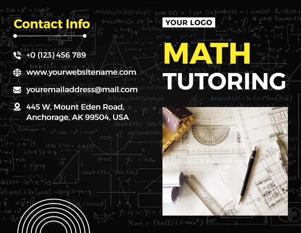 Black and Yellow Math Tutoring Services Brochure Template