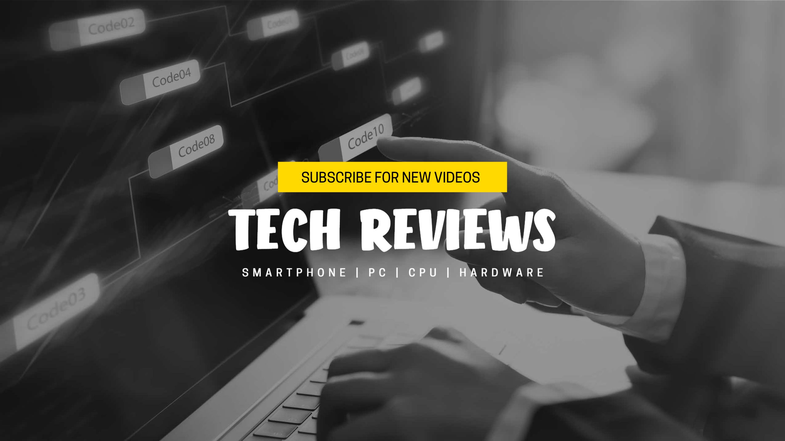 Black and Yellow Tech Reviews for Smartphones and Hardware YouTube Banner Template