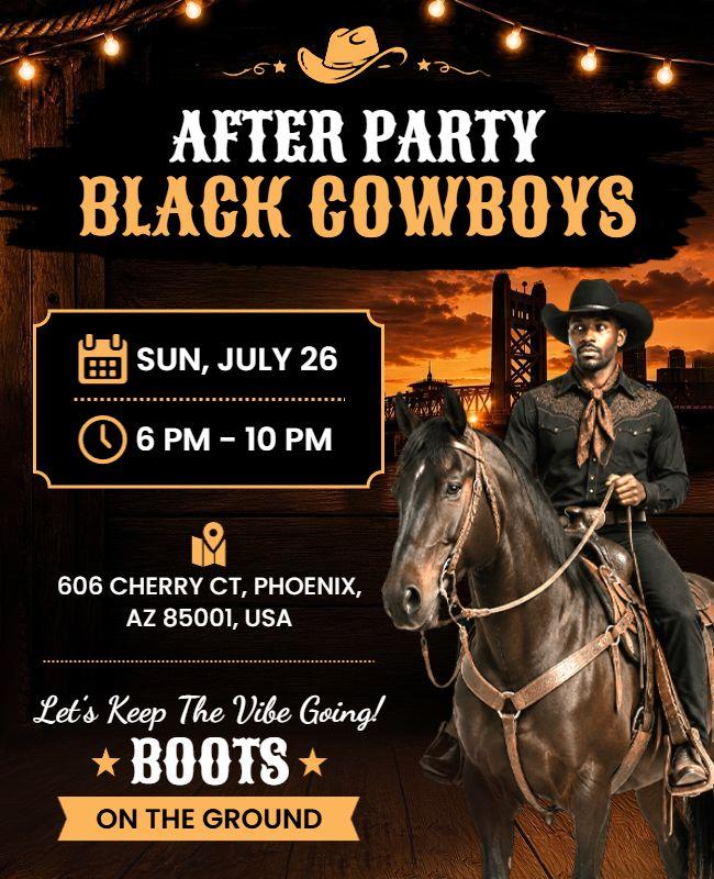 Black Cowboys After Party Event Flyer Template