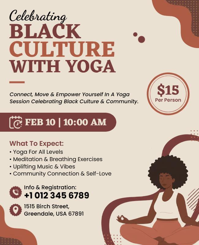 Black Culture Celebration Yoga Workshop Flyer Template