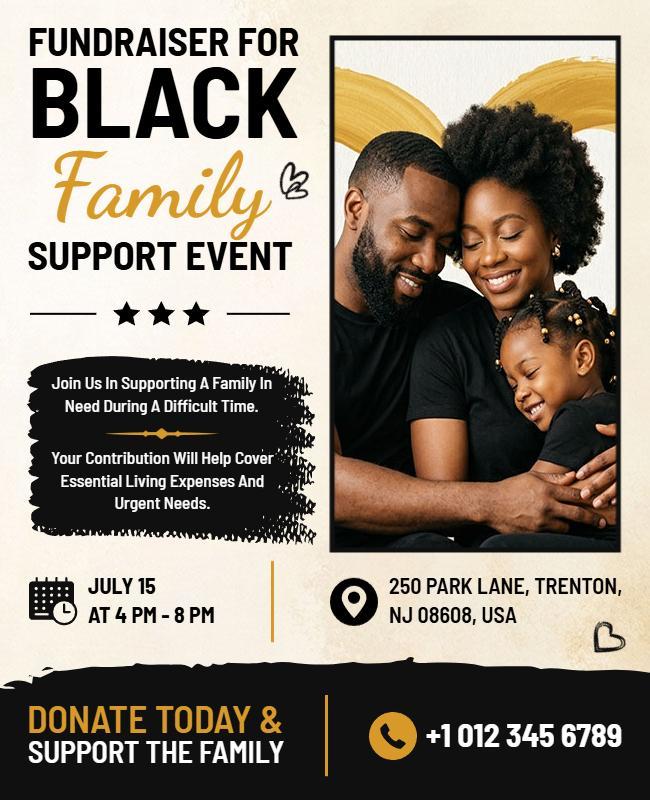 Black Family Support Fundraiser Event Flyer Template