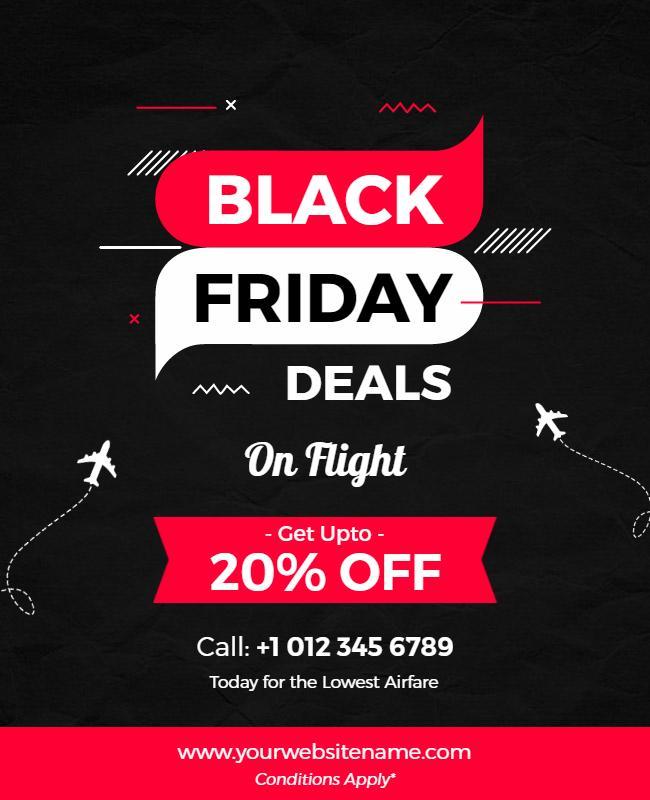 Black Friday Flight Deals Promotion Flyer Template