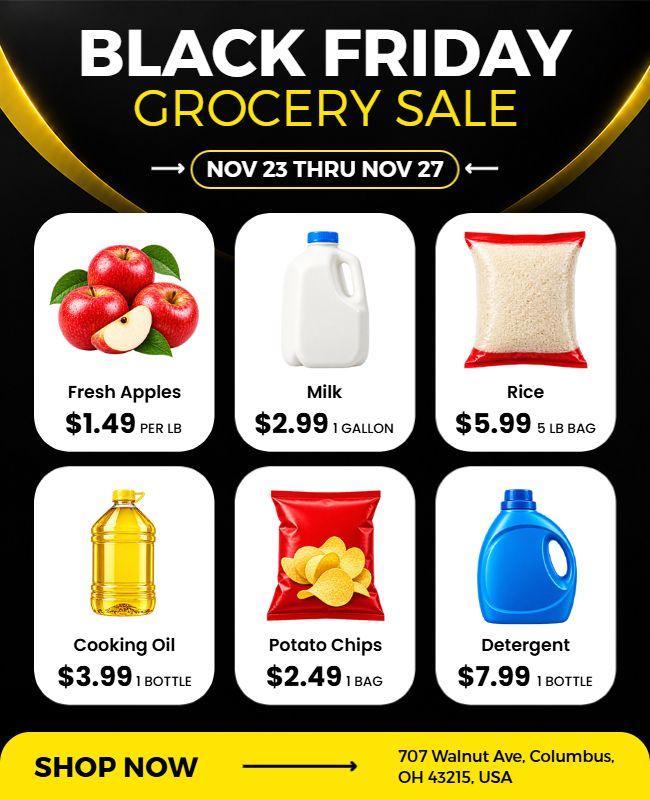 Black Friday Grocery Sale Promotional Flyer Template