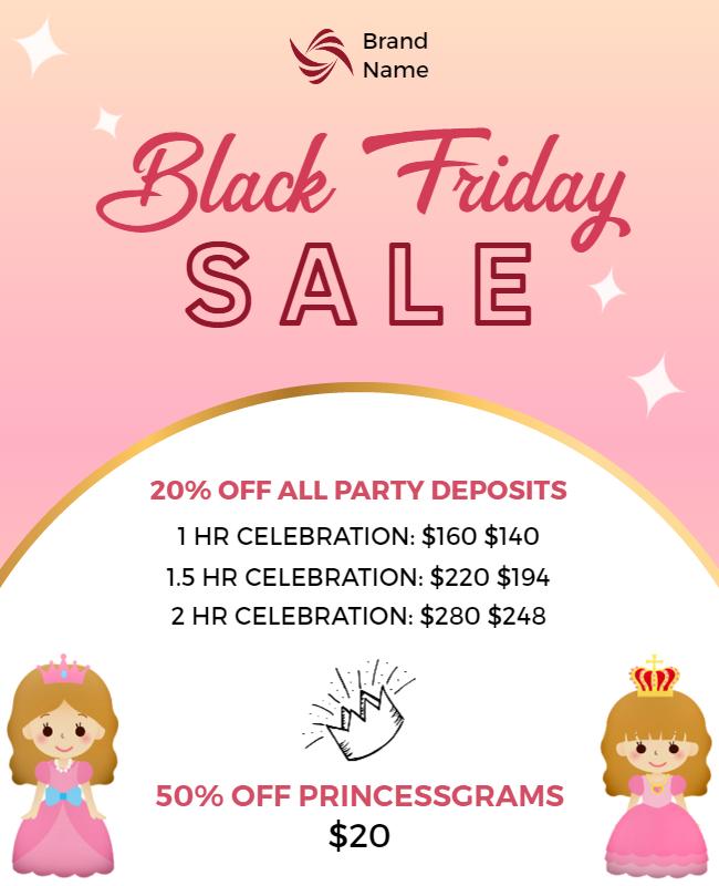 Black Friday Kids Party Sale Flyer Template