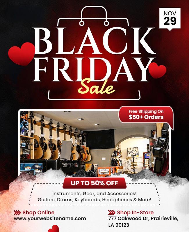 Black Friday Music Instruments Sale Flyer Template