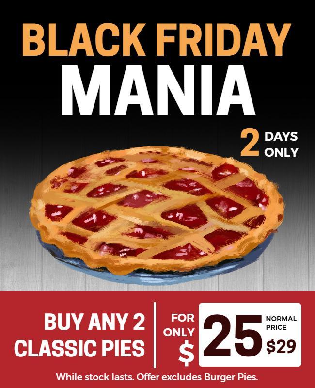 Black Friday Pie Sale Promotion Flyer Template