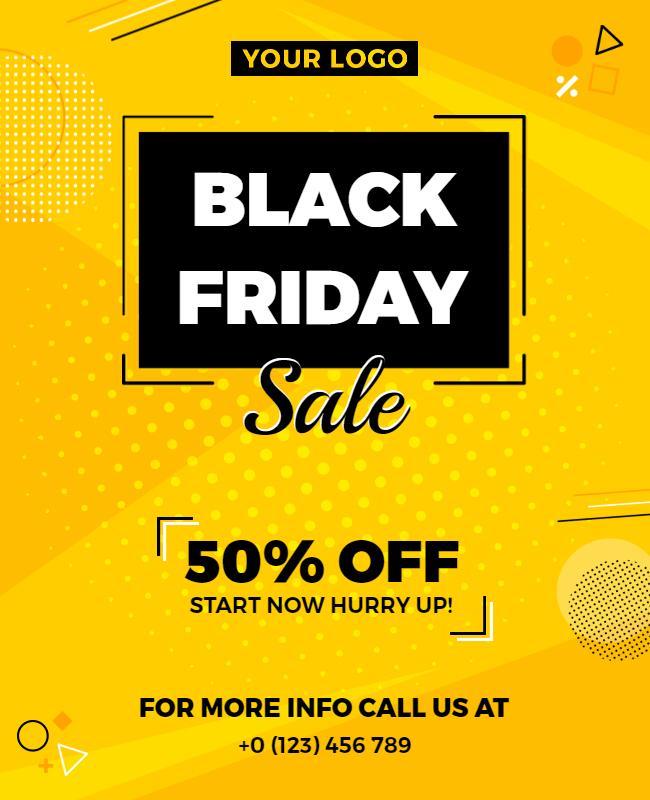 Dynamic Yellow Black Friday Sale Announcement Flyer Template