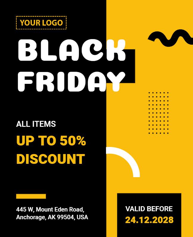 Bold Black and Yellow Black Friday Sale Flyer Template