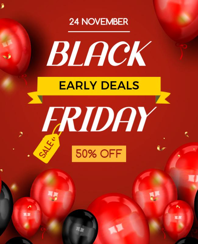 Festive Red and Black Black Friday Sale Flyer Template