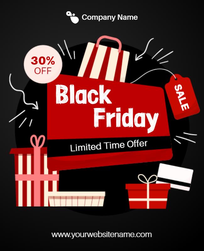 Bold Red Black Friday Sale Limited Time Offer Flyer Template