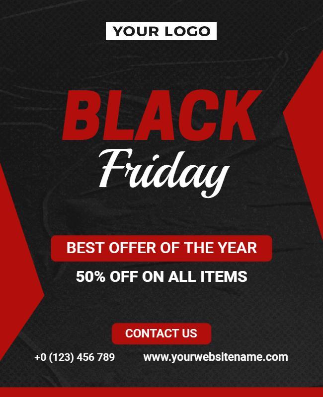 Bold Red Black Friday Sale Promotional Offer Flyer Template