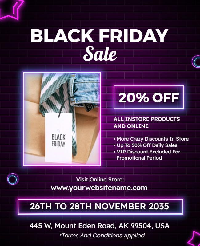 Bold Black Friday Sale with Neon Accents Flyer Template