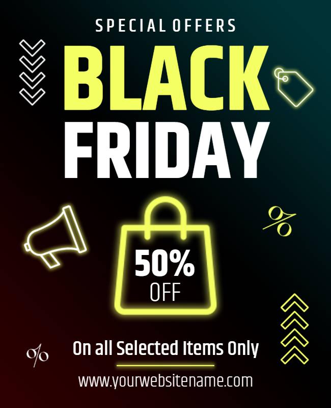 Dynamic Neon Black Friday Sale Offers Flyer Template