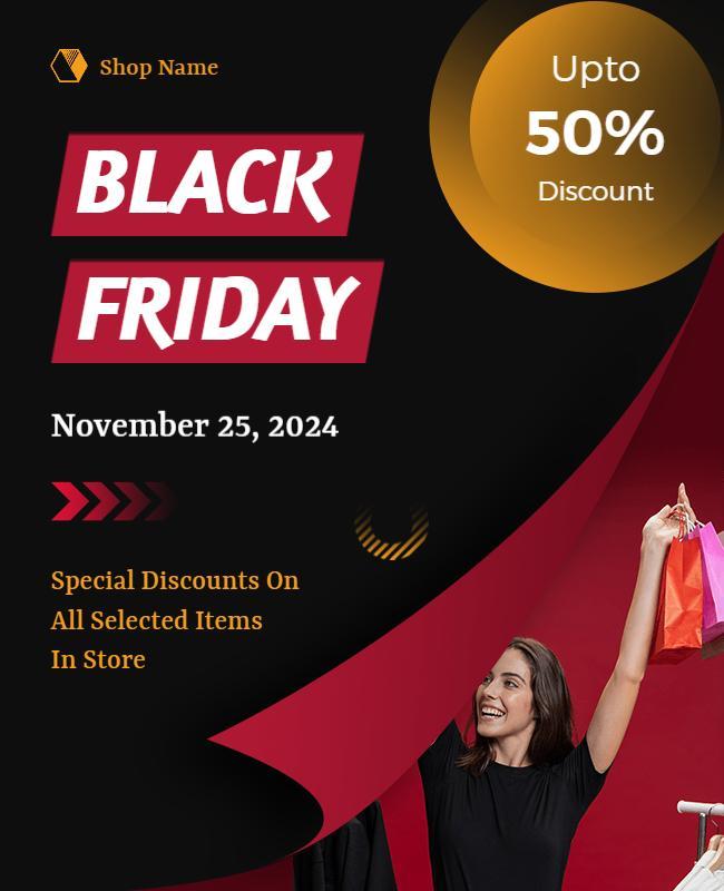 Bold Black and Red Black Friday Sale Flyer Template