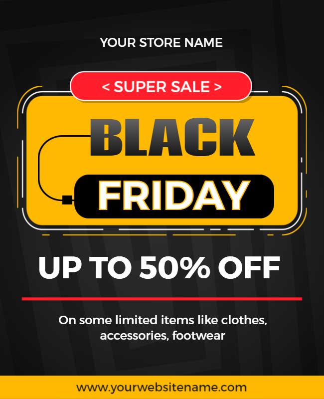 Bold Black Friday Super Sale Discount Flyer Template