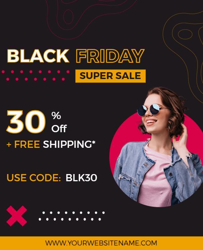 Bold Black Friday Super Sale Promotional Flyer Template