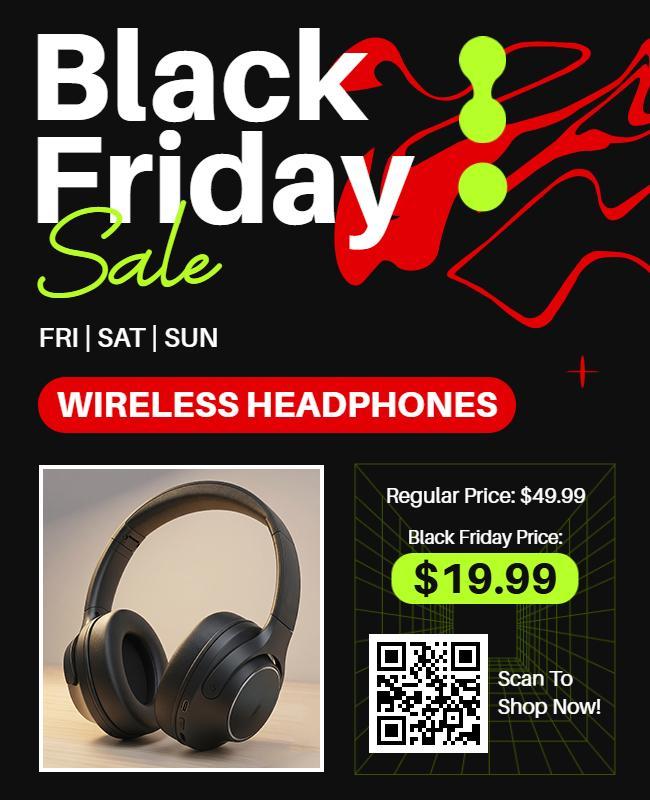 Black Friday Wireless Headphones Sale Flyer Template