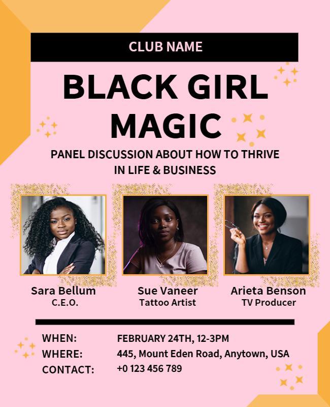 Black Girl Magic Panel Discussion Flyer Template