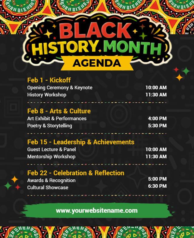 Black History Month Agenda Events Flyer Template