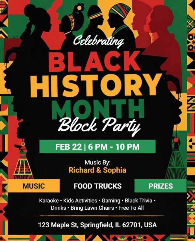 Black History Month Block Party Celebration Flyer Template