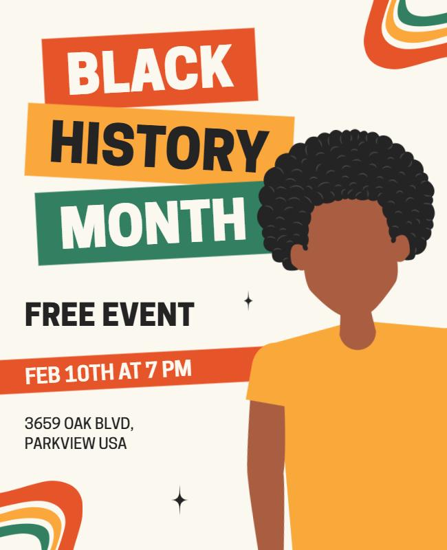 Colorful Retro Black History Month Celebration Flyer Template