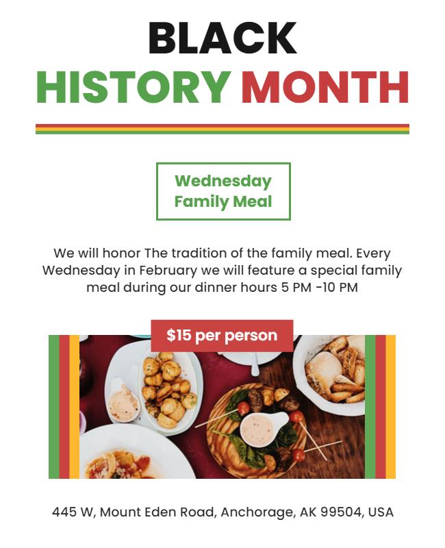 Black History Month Family Meal Flyer Template