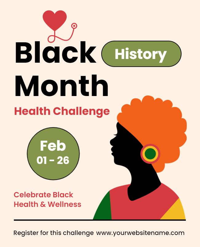 Black History Month Health Challenge Flyer Template