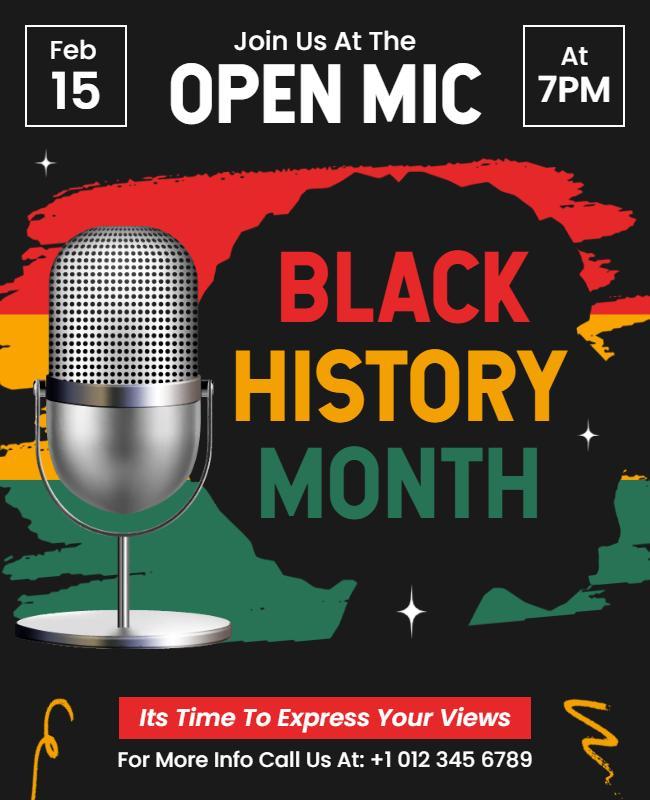 Black History Month Open Mic Flyer Template