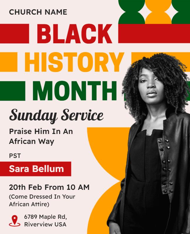 Black History Month Sunday Service Flyer Template