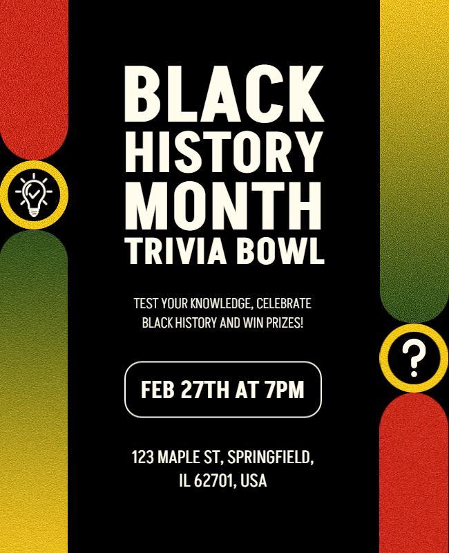 Bold Black History Month Trivia Bowl Celebration Flyer Template