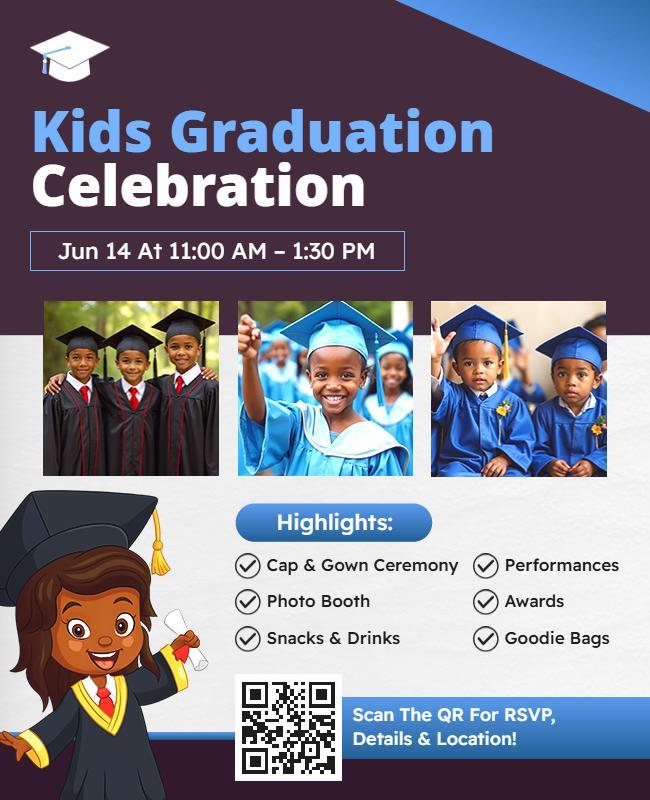 Black Kids Graduation Celebration Event Flyer Template