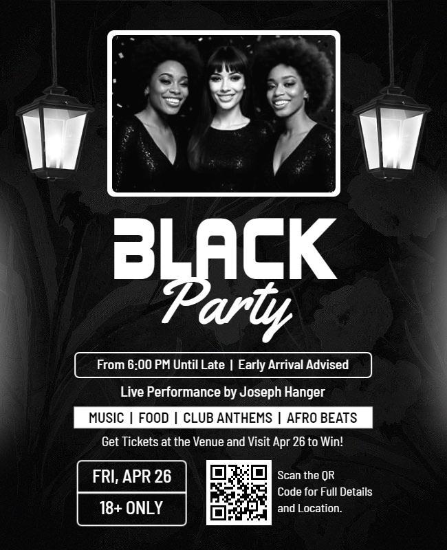 Black Party Nightlife Event Flyer Template