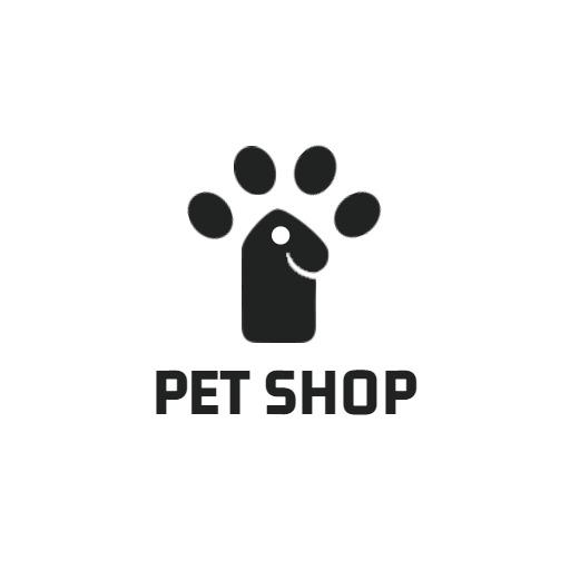 Black Paw Print with Tag Representing Pet Shop Logo Template