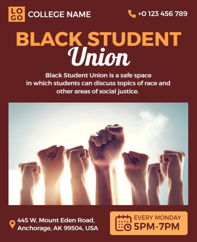 Black Student Union Weekly Meeting Flyer Template