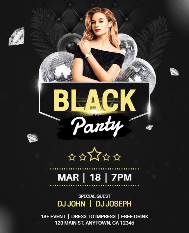 Black Themed Nightclub Party Flyer Template