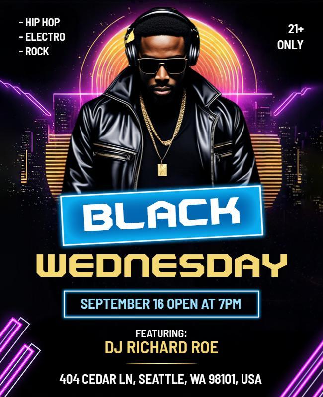 Black Wednesday DJ Event Party Flyer Template