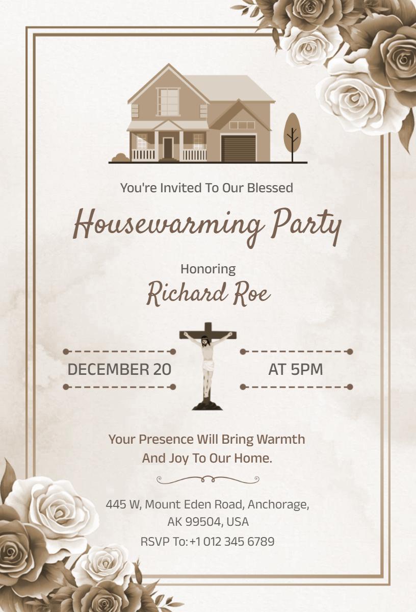 Blessed Housewarming Party Celebration Invitation Template