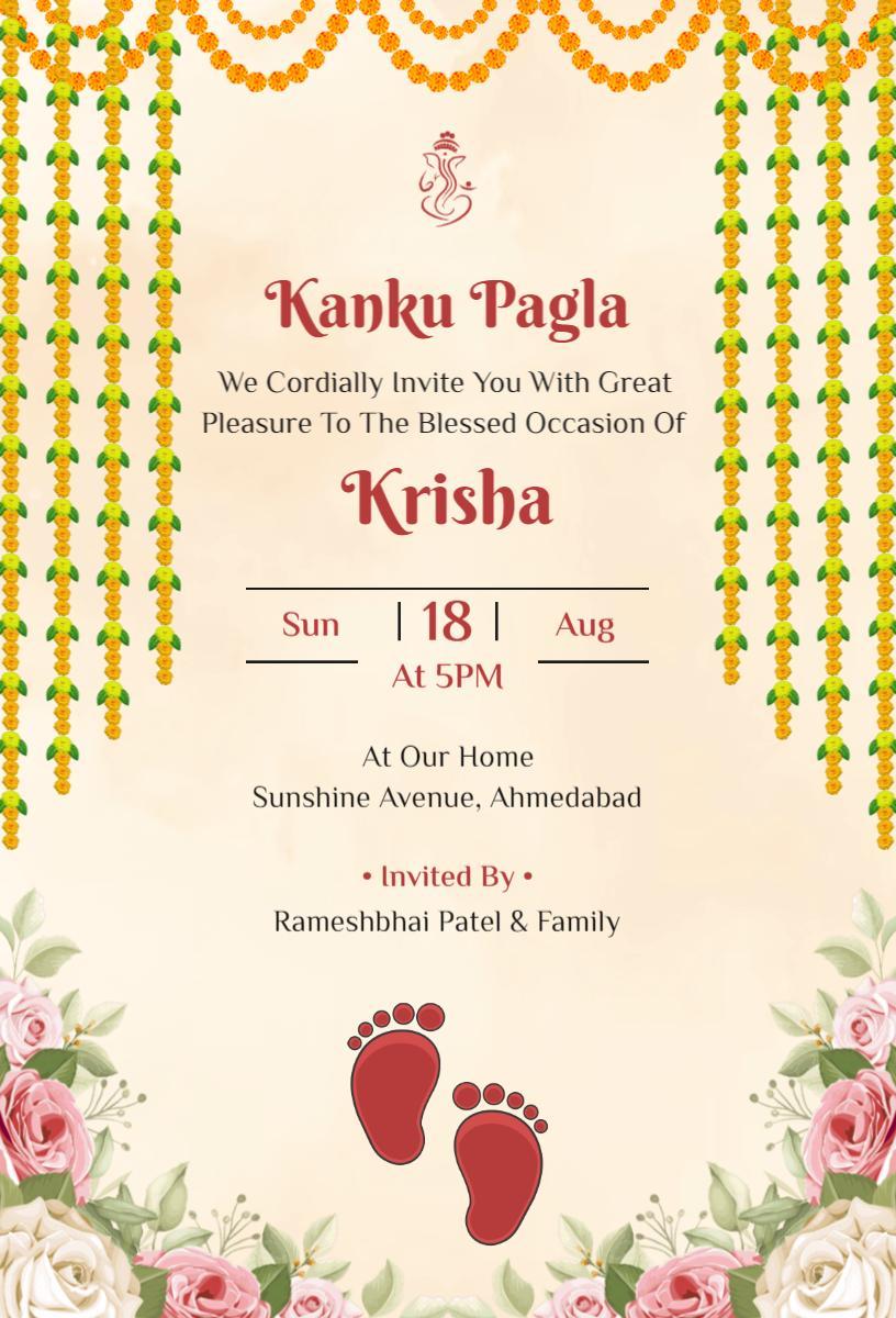 Blessed Kanku Pagla Ceremony Celebration Invitation Template