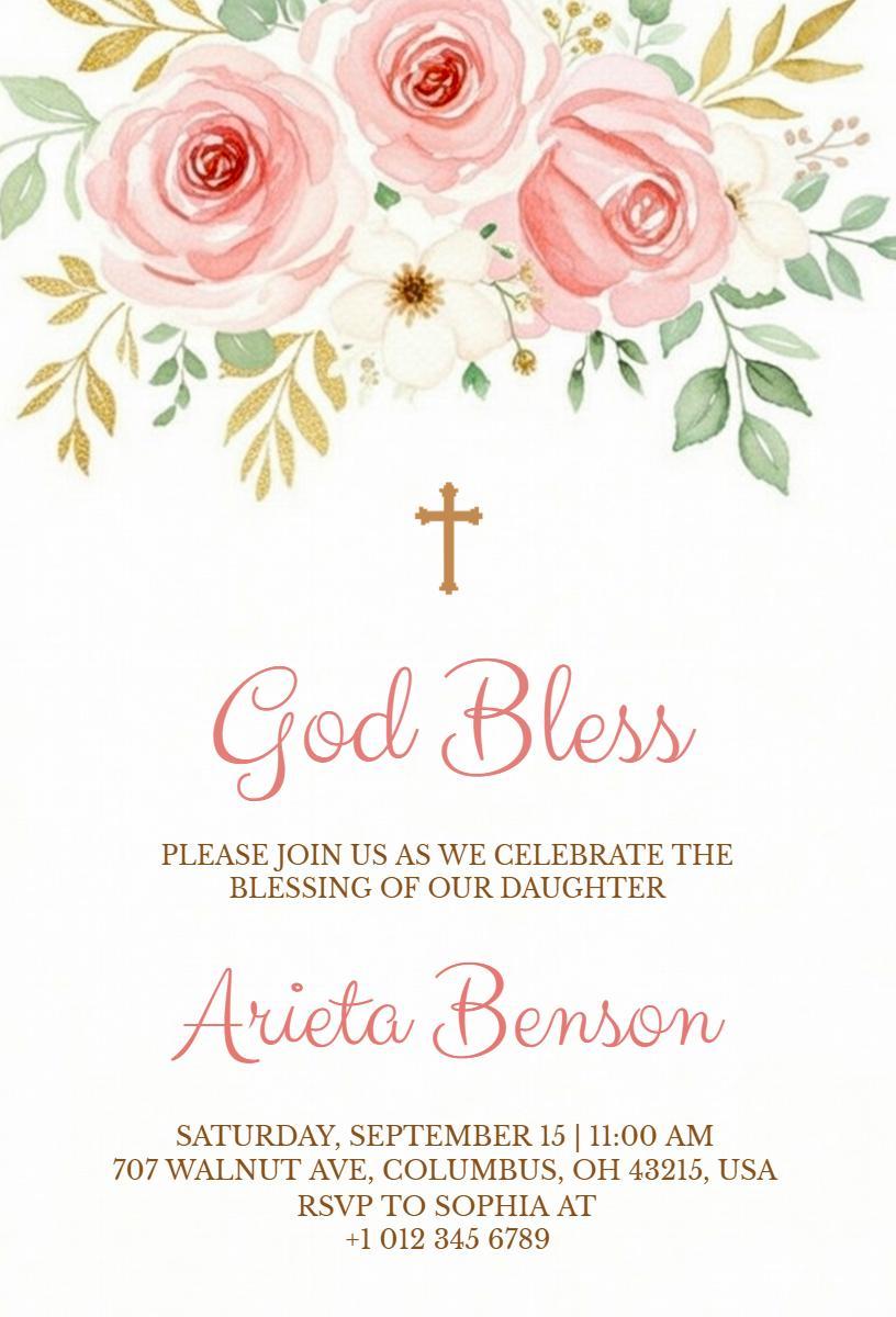 Blessing Ceremony for Daughter Religious Church Invitation Template