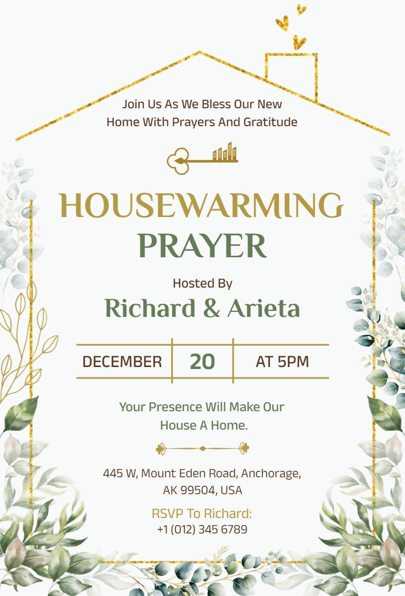 Blessing Housewarming Prayer Ceremony Invitation Template
