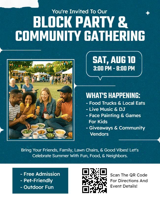 Block Party and Community Gathering Event Flyer Template